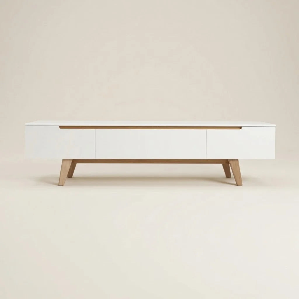 Nordik White Low TV Unit – front view