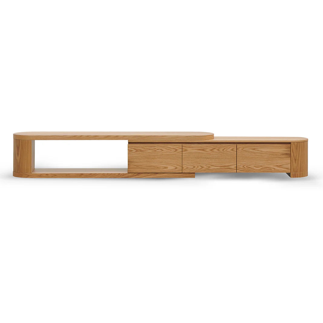 Front view of Novara TV unit in natural oak finish