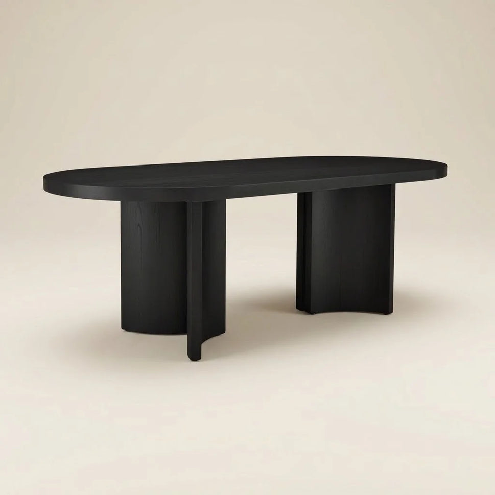 Obsidian Black Oak Oval Dining Table (5 Sizes)