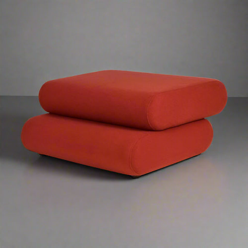 Orbix Red Fabric Ottoman – angled view