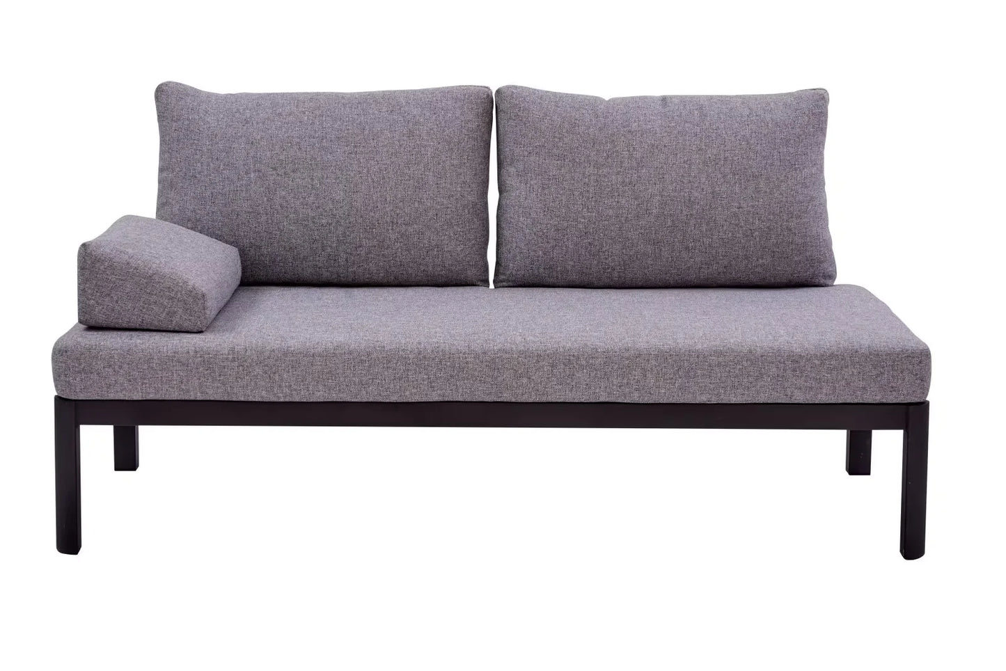 PebbleRest Outdoor Sofa – Wooden Armrest with Sleek Outdoor Fabric