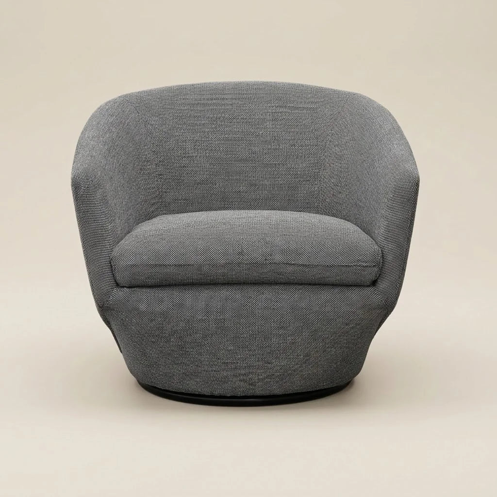 Raya Fabric Lounge Chair in Light Grey – front view