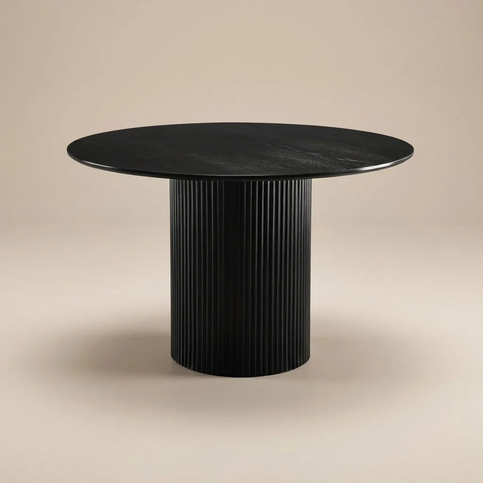 Ridgewood Black Fluted Round Dining Table (5 Sizes)