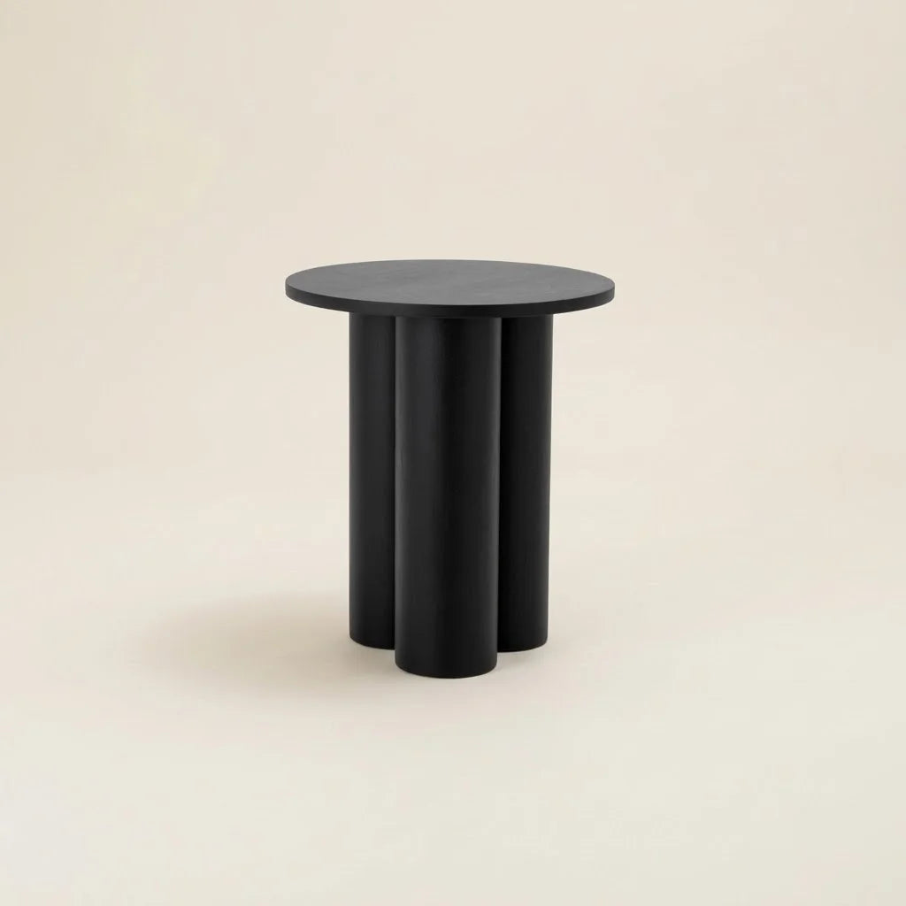 Tova Round Stool in Black – front view