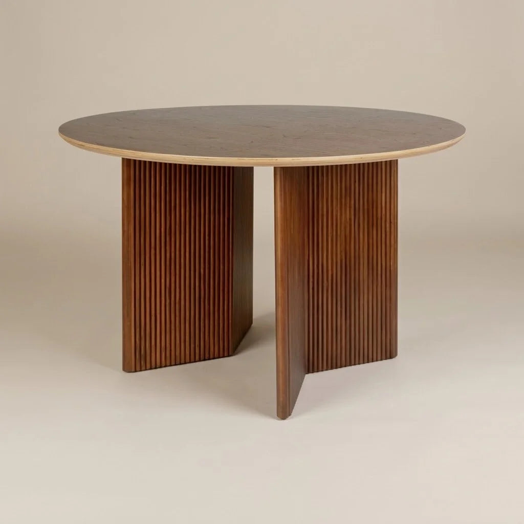 Solara Brown Fluted Round Dining Table (5 Sizes)