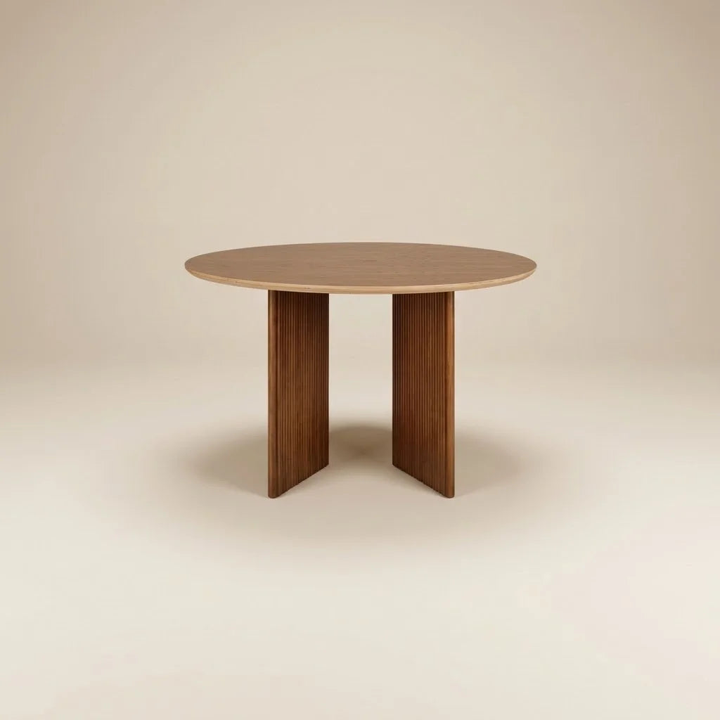 Solara Brown Fluted Round Dining Table (5 Sizes)