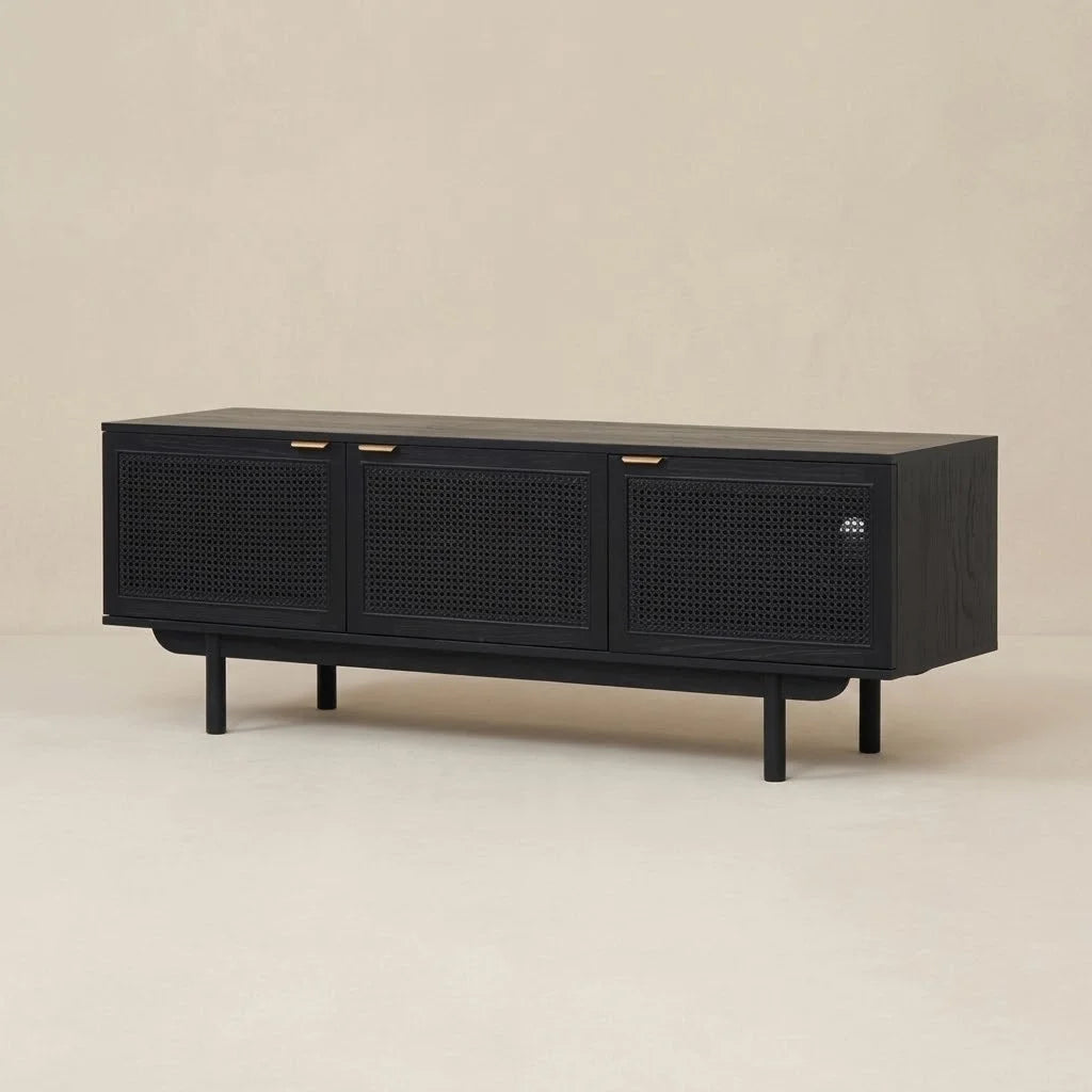 Solaro Black Rattan TV Unit