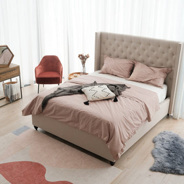 Solis Beige Upholstered Bed (3 Sizes)