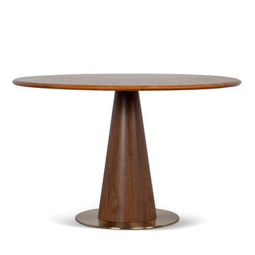 Solstice Walnut Round Dining Table with Gold Base (4 Sizes)