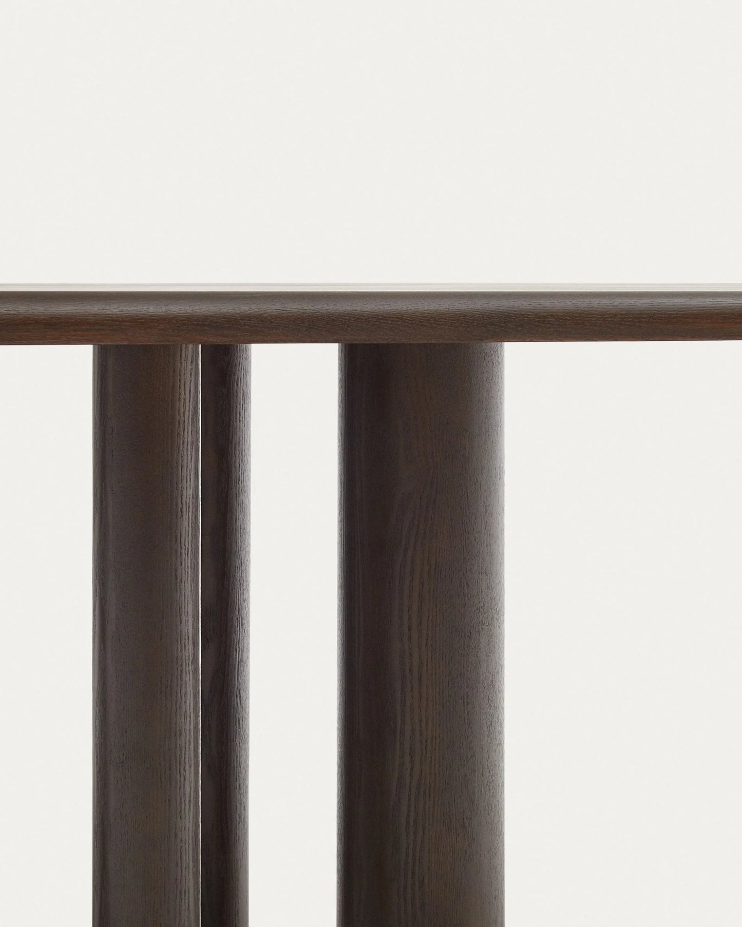 Close-Up of Sora Dining Table – Unique Leg Design – Dark Finish – Organic Modern Style