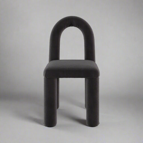 Temora Velvet Dining Chair in Black – front view