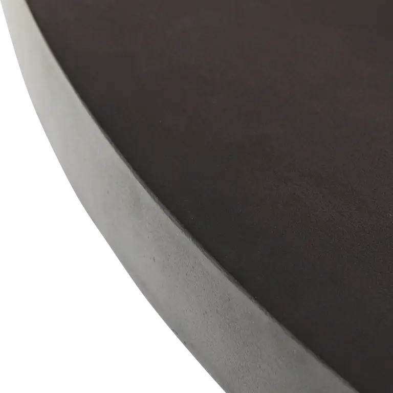Timberos Table – Dark Wood Detail of Thick Top and Solid Support, Side View Close-Up