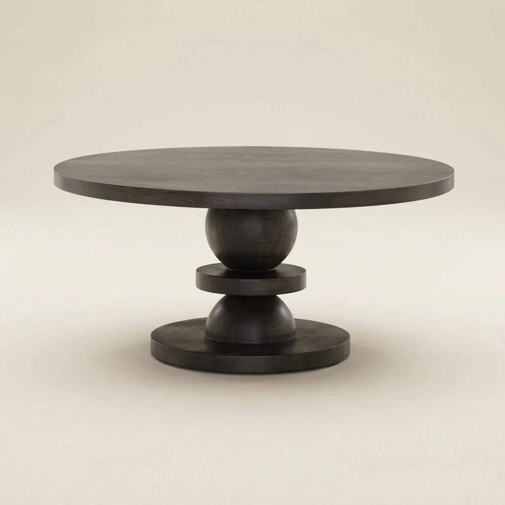 Timberos Dark Brown Solid Wood Round Dining Table (5 Sizes)