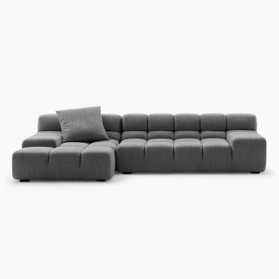Tufty Grey 4 Seater Fabric L-Shape Corner Sofa