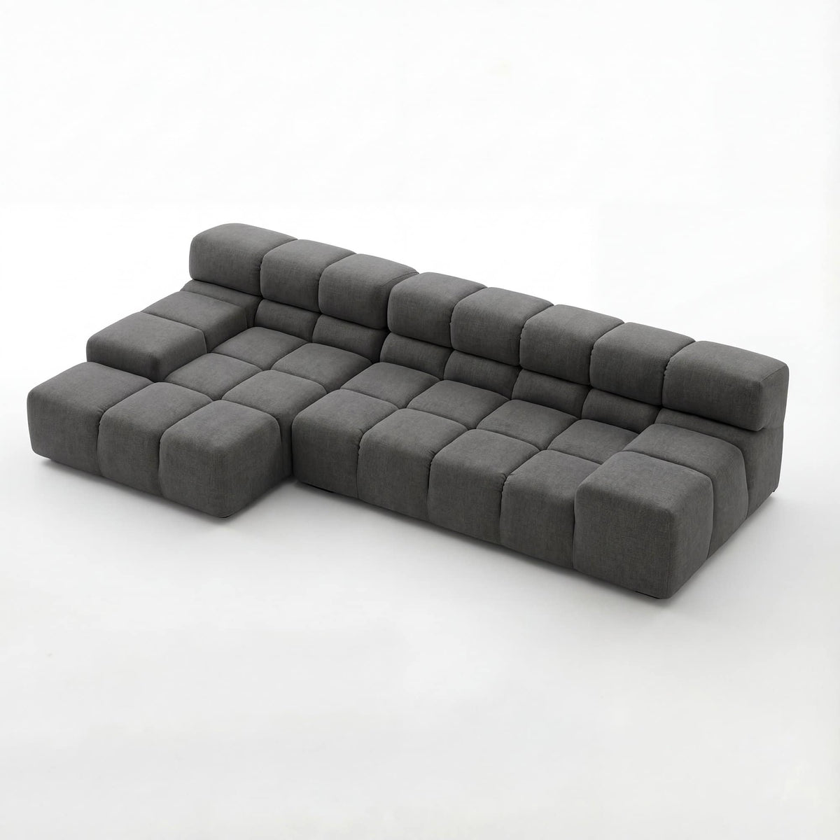 Tufty Grey 4 Seater Fabric L-Shape Corner Sofa