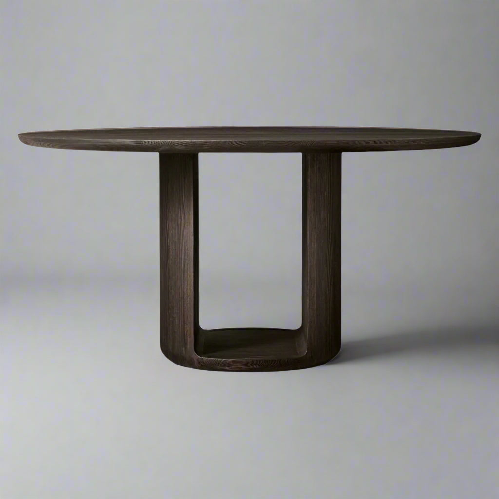 Varo Dining Table – Textured Light Wood Surface with Minimal Base