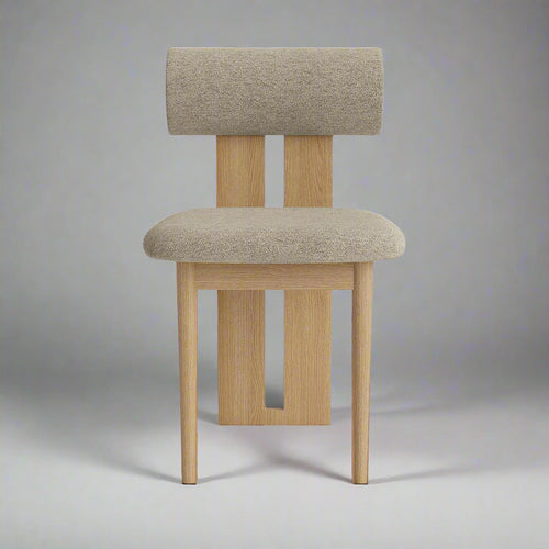 Elvire Boucle Oak Wood Dining Chair in Light Oak – front view