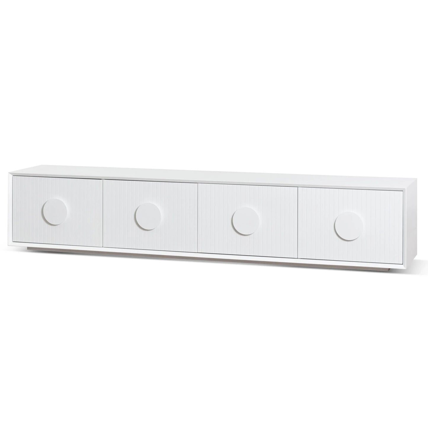 Side View of Verno TV Console – White Wood – Modern Media Unit with Drawer and Shelves
