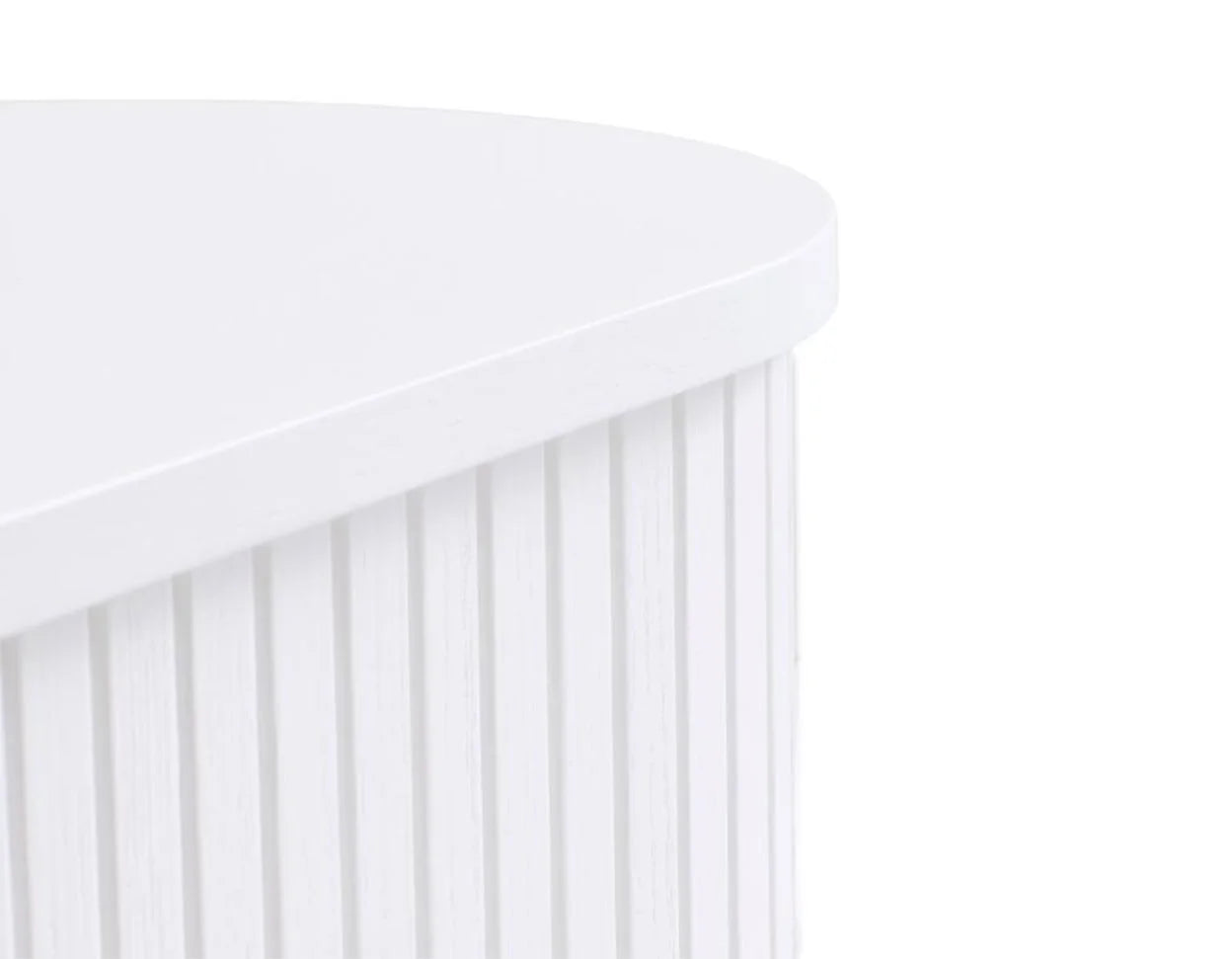 Close-Up – Vierra White TV Cabinet, Fluted Front View