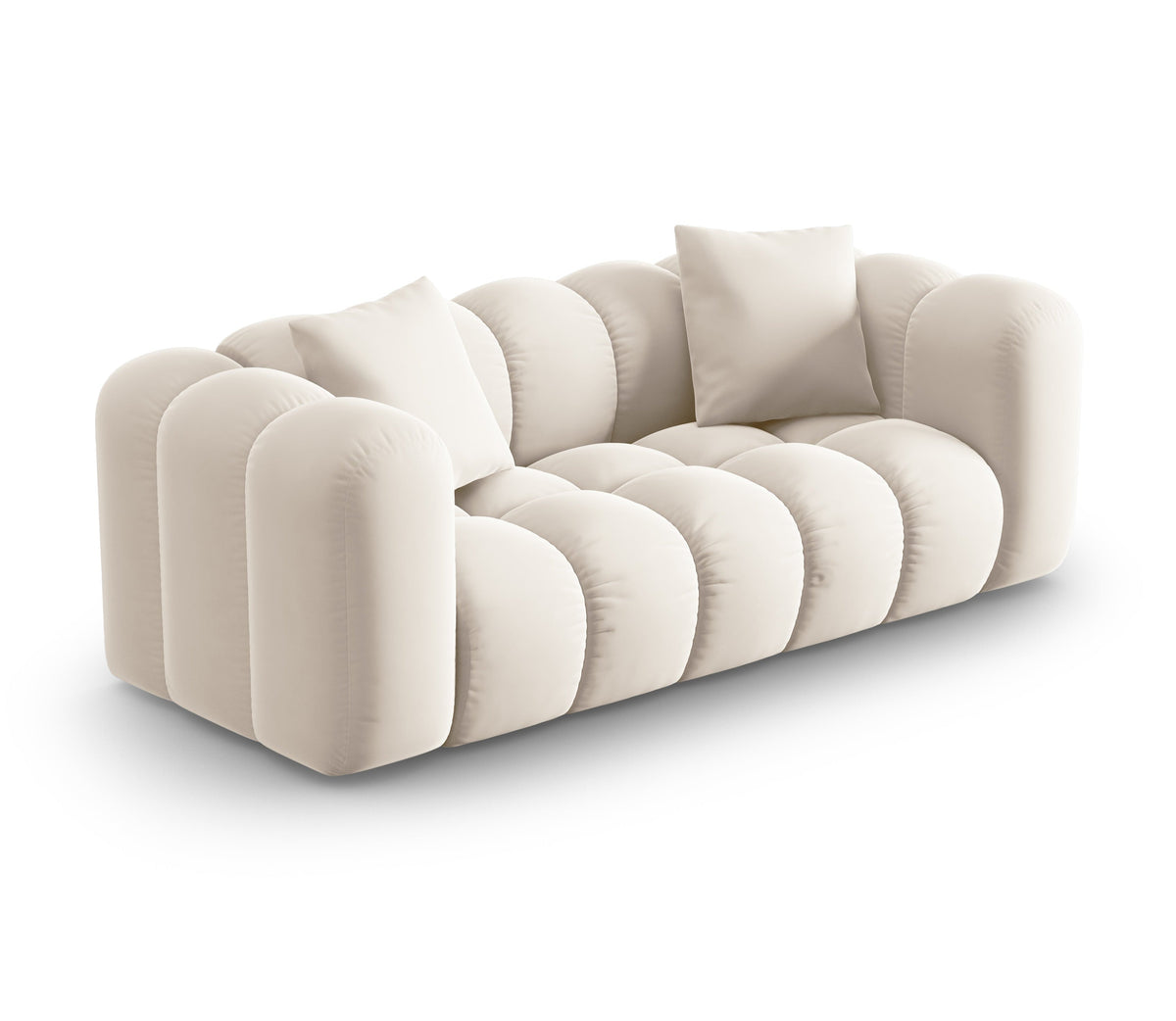 Adara Beige 2 Seater Sofa, angled view
