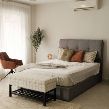 Zinta Light Grey Upholstered Bed (3 Sizes)