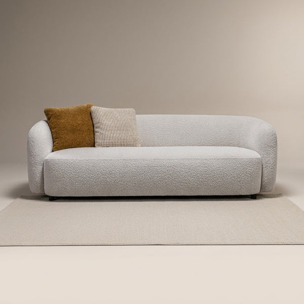 Aera Cream 3 Seater Fabric Curved Sofa