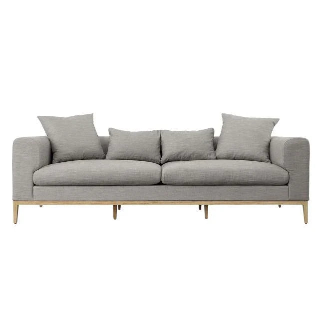 Aero Light Grey 3 Seater Fabric Sofa, front view