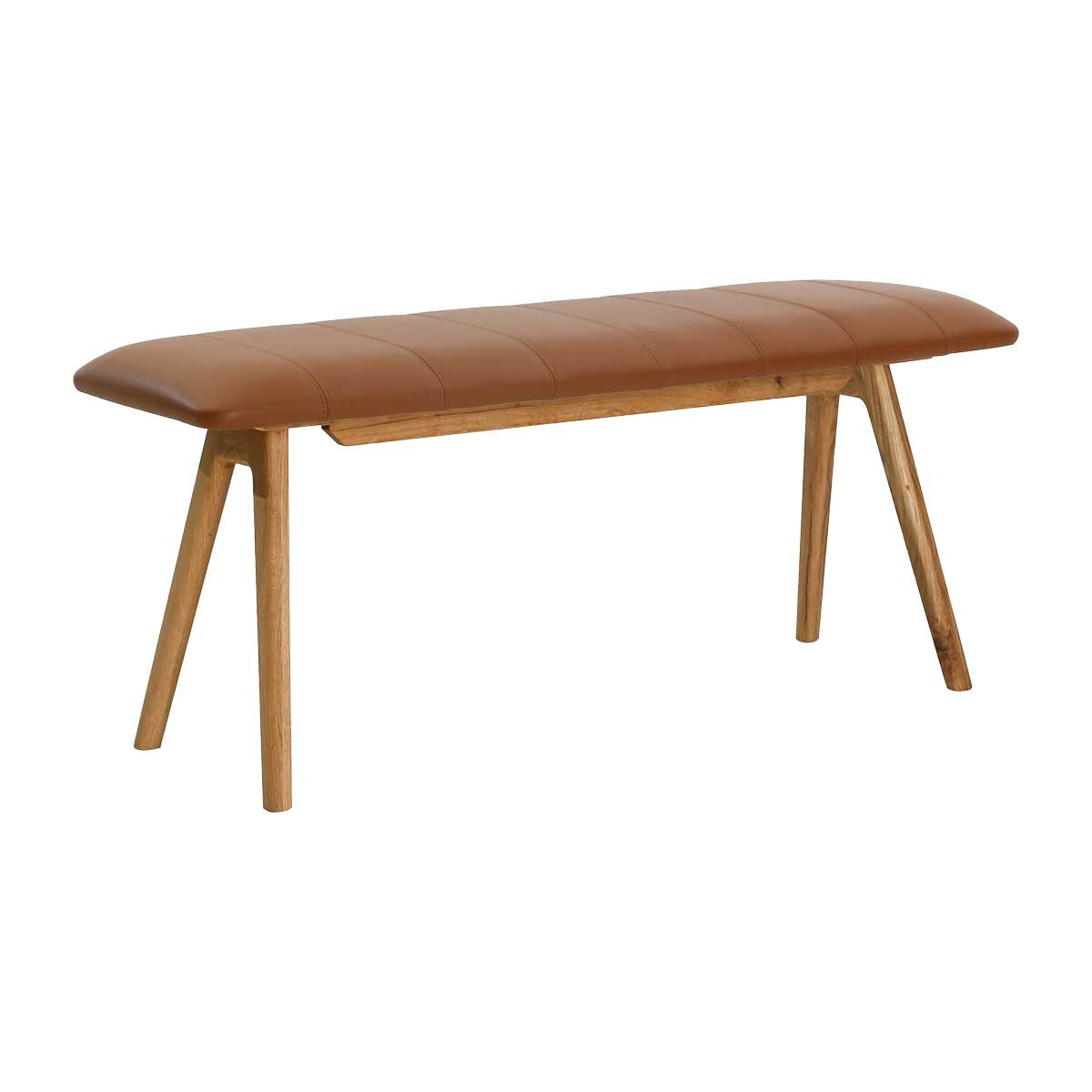 Alaska Tan Leather Bench, front view