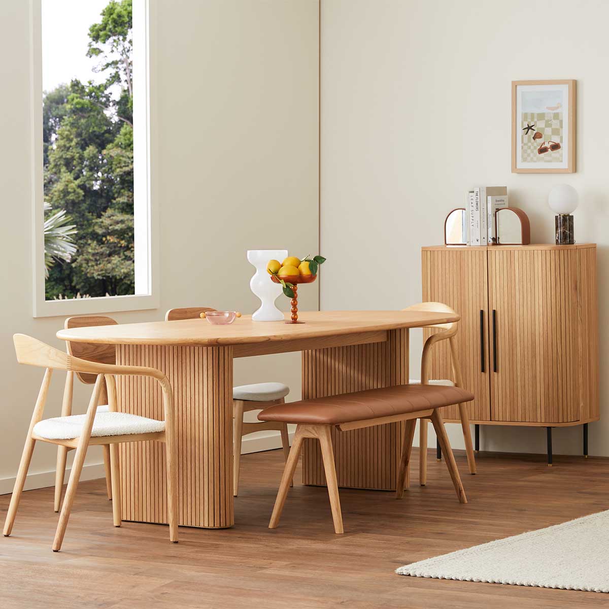 Alaska Tan Leather Bench
