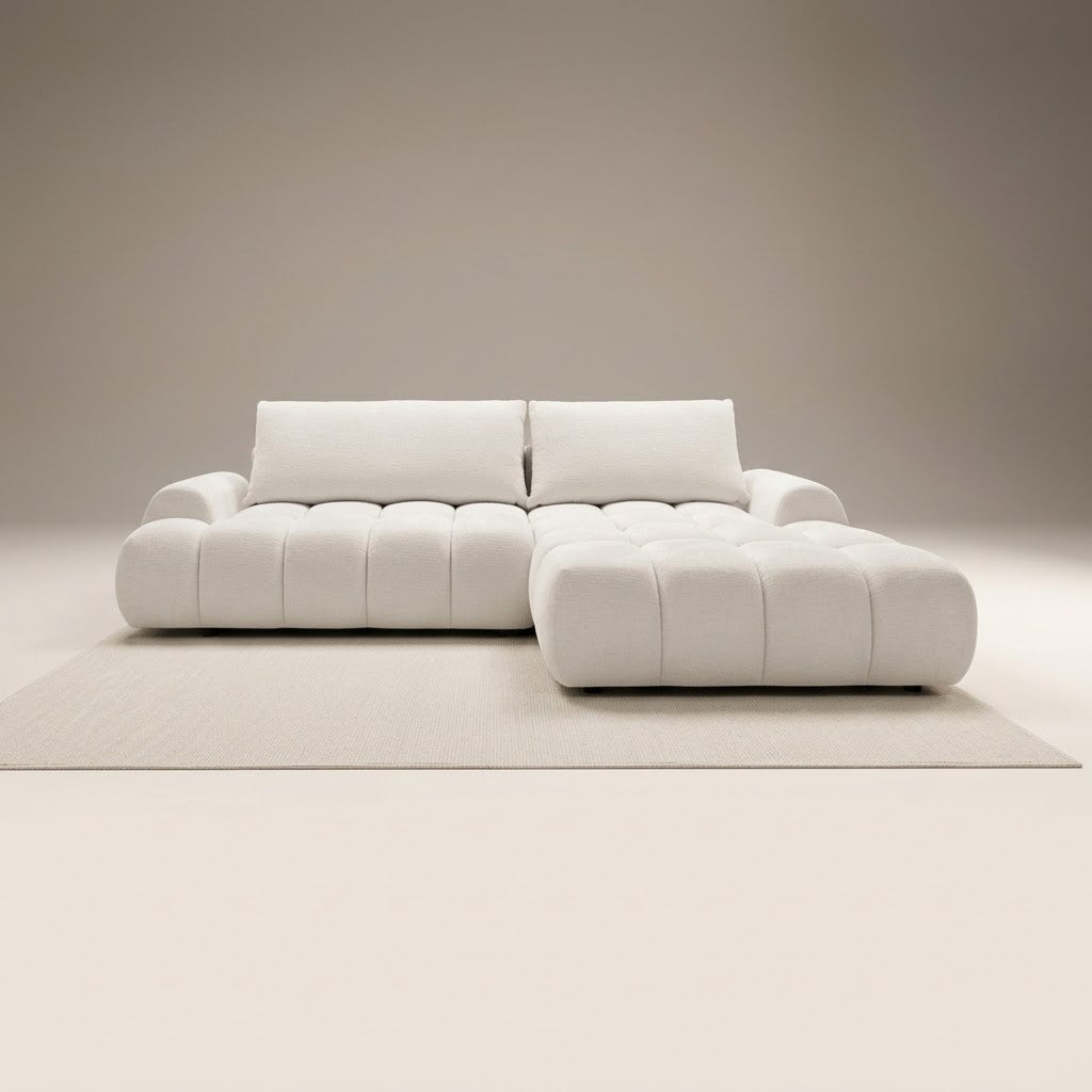 Amira 5 Seater Chenille L-Shape Corner Sofa Bed, front view