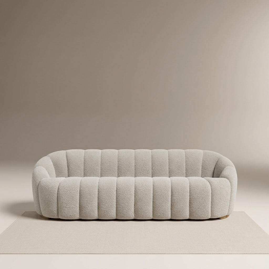 Aria Cream 3 Seater Fabric Sofa, front view