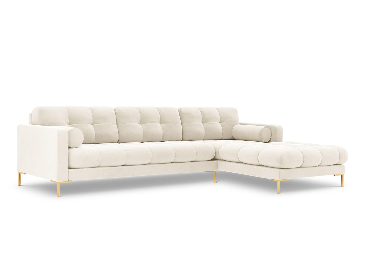 Bali Light Beige Corner Sofa with Gold Base, front view