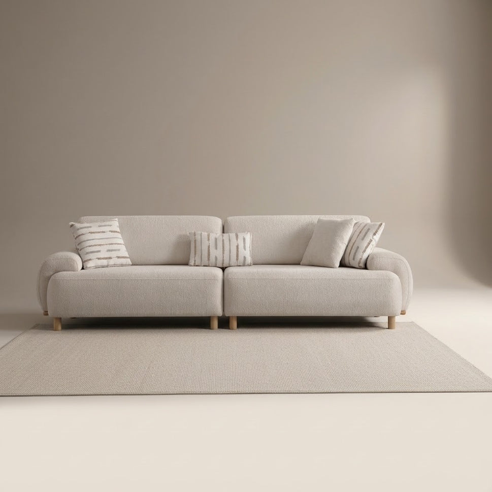 Beiza Cream 3 Seater Boucle Sofa