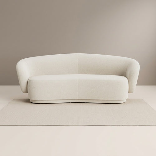 Belmont Cream 3 Seater Fabric Curved Sofa, front view