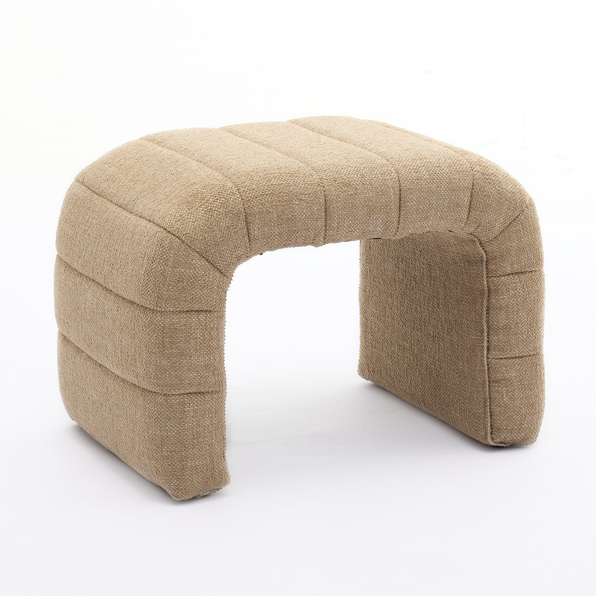 Blake Camel Textured Weave Bench angled view