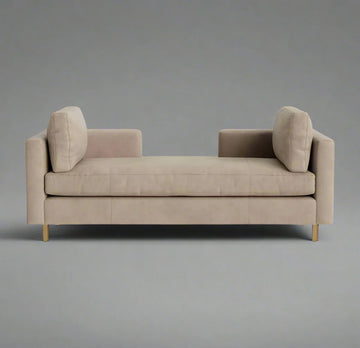 Calm Haven Light Brown 2 Seater Fabric Daybed Sofa