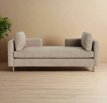 Calm Haven Light Brown 2 Seater Fabric Daybed Sofa