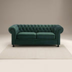 Cambridge Green 3 Seater Velvet Chesterfield Sofa