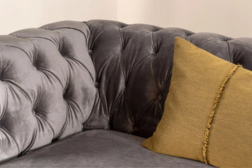 Cambridge Grey 3 Seater Velvet Chesterfield Sofa