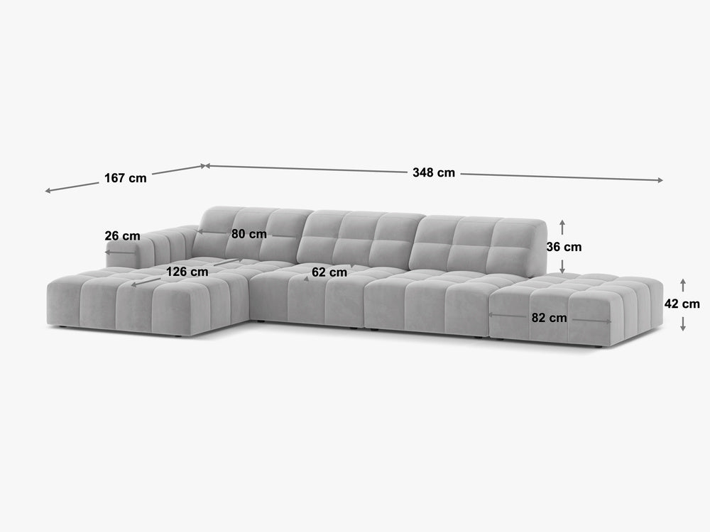 Chicago Grey 5 Seater Fabric L-Shape Corner Sofa