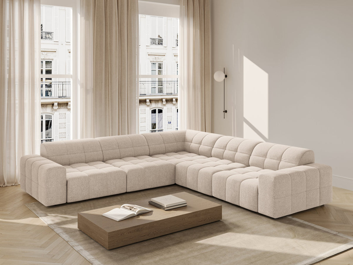 Chicago Beige 6 Seater Fabric L-Shape Corner Sofa