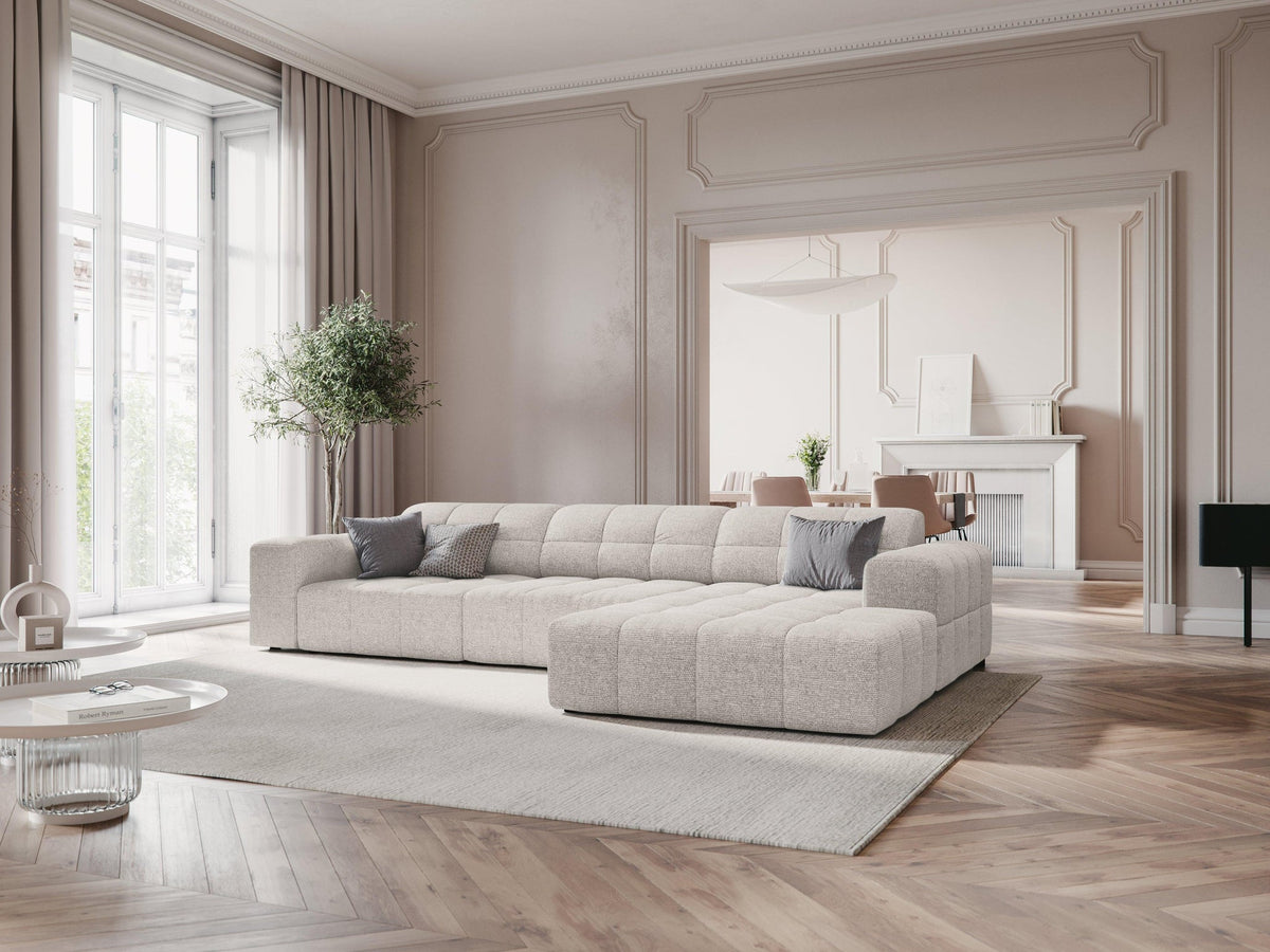 Chicago Light Grey 4 Seater Fabric L-Shape Corner Sofa