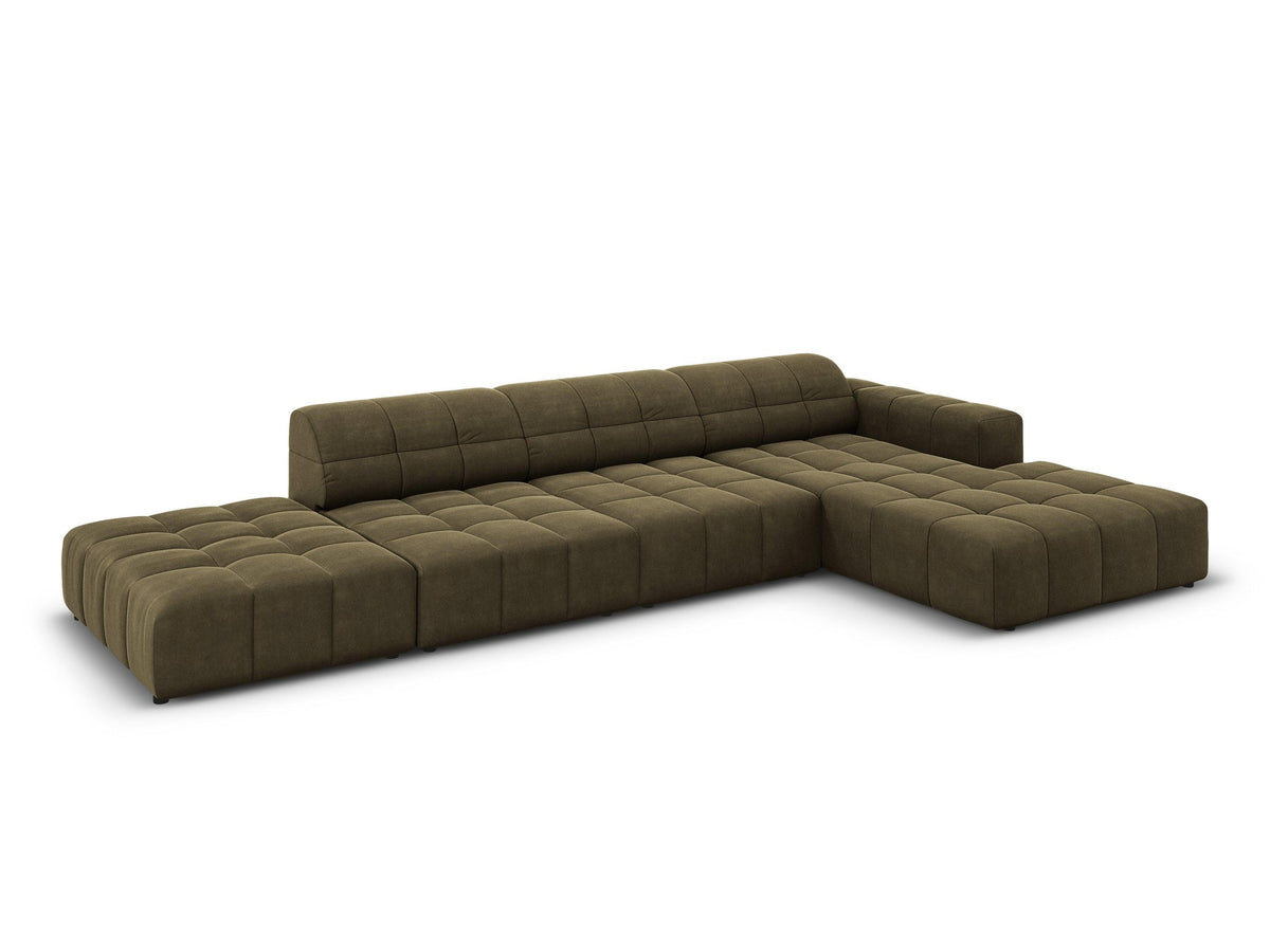 Chicago Olive Green 5 Seater Corner Sofa, angled view