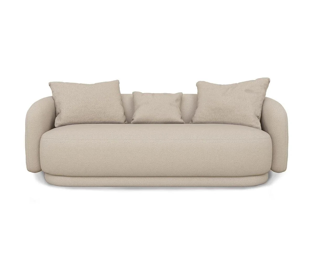 CurveNest Beige 3 Seater Boucle Curved Sofa, front view