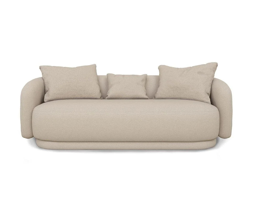 CurveNest Beige 3 Seater Boucle Curved Sofa
