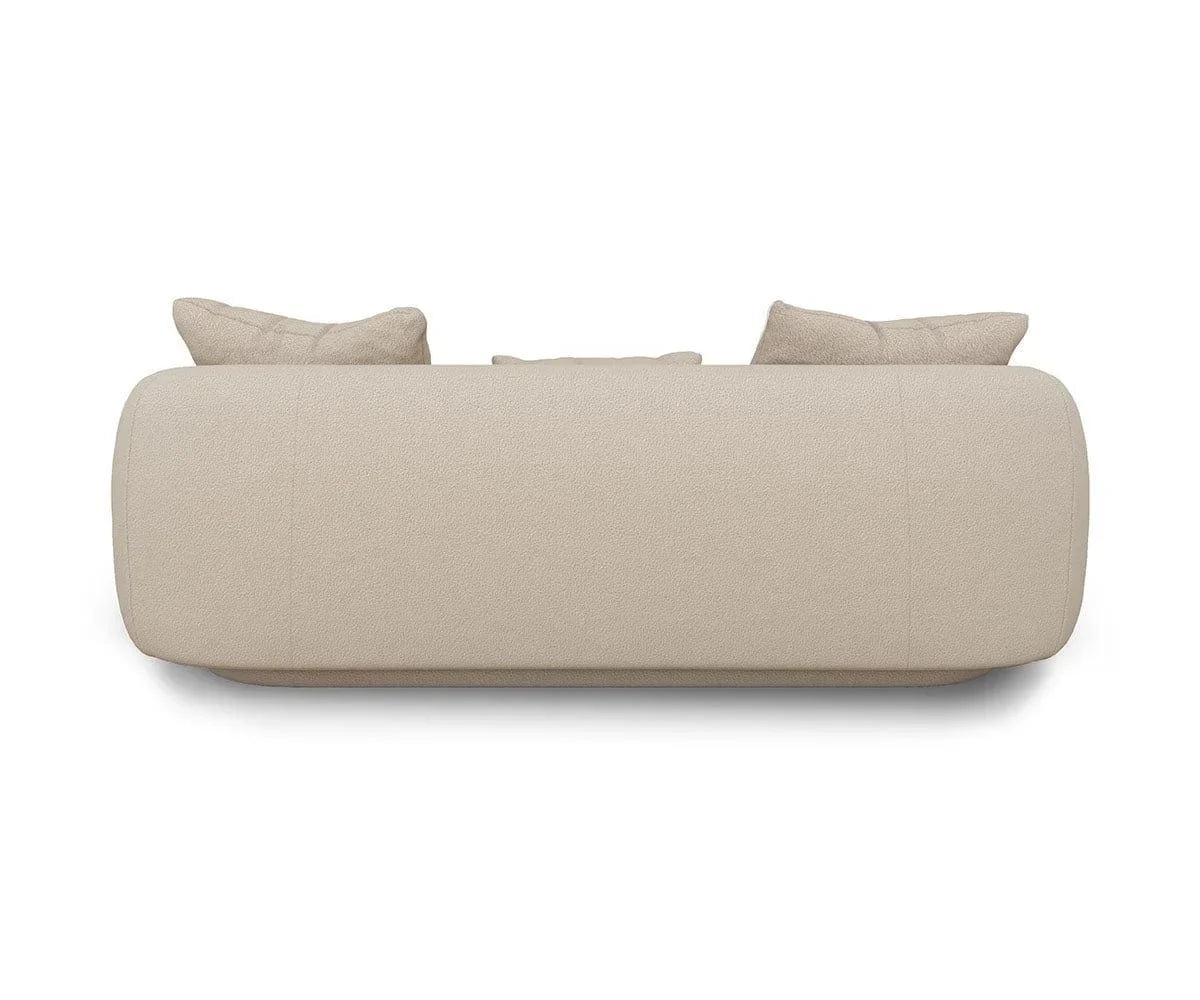 CurveNest Beige Boucle Curved Sofa – back view
