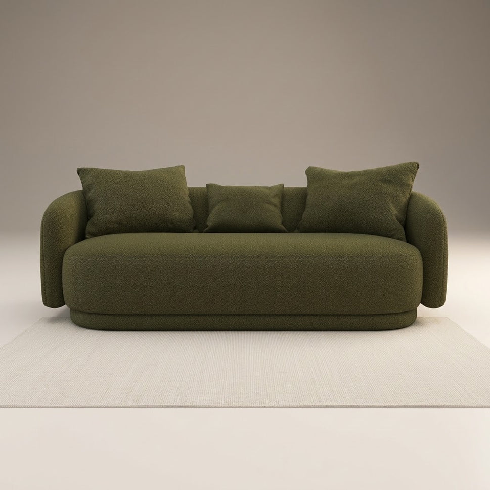 CurveNest Green 3 Seater Boucle Curved Sofa
