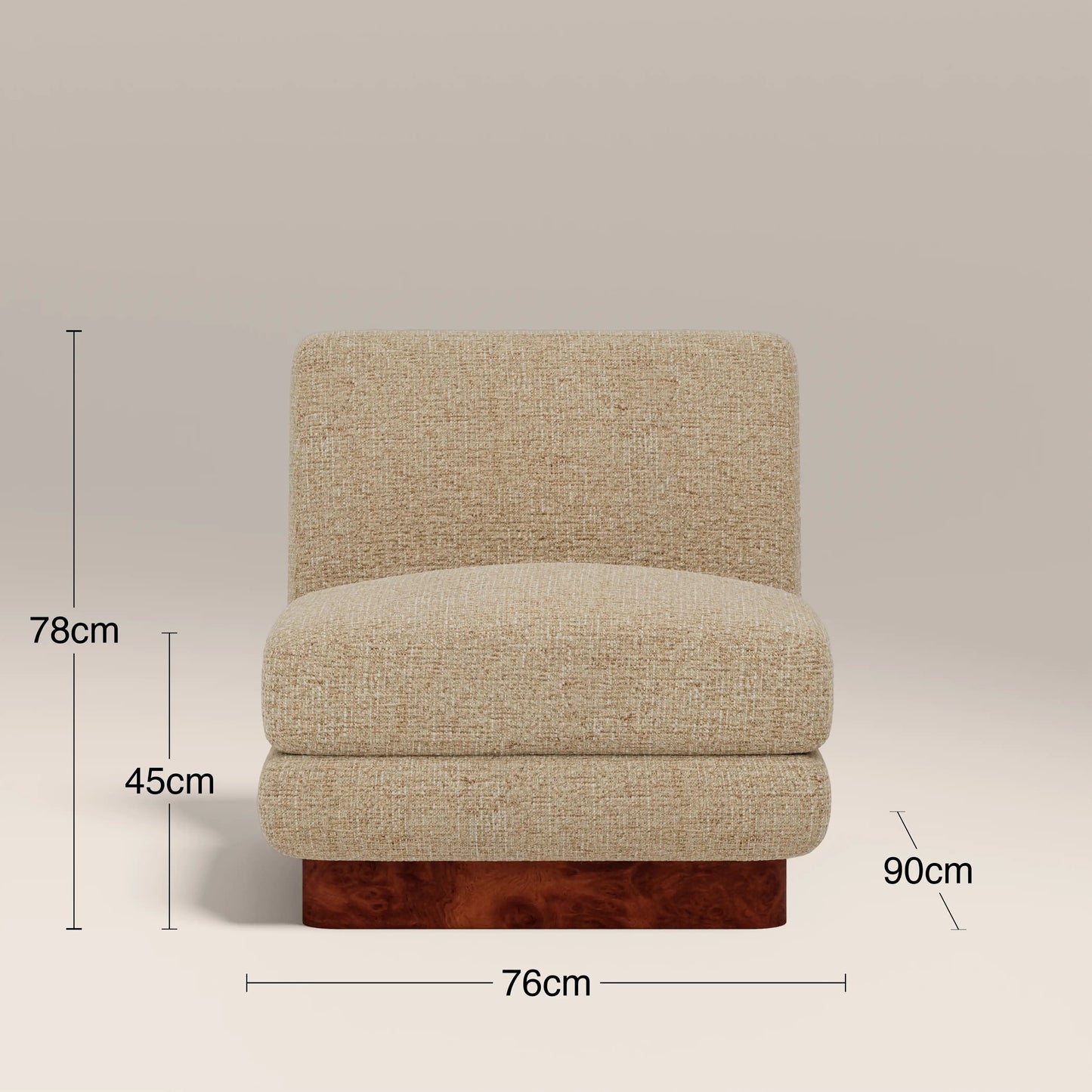 Amara Accent Chair in beige fabric, back view
