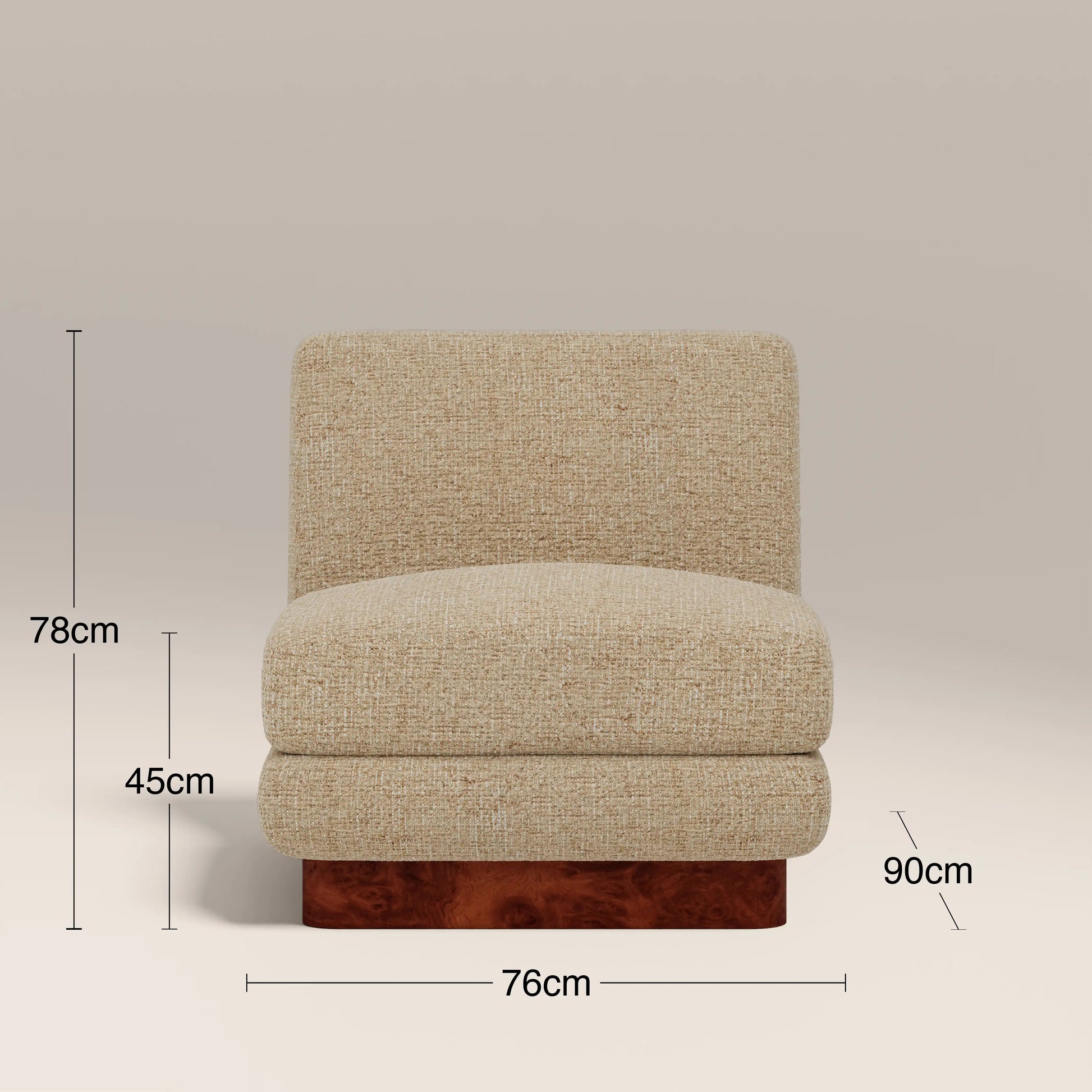 Amara Accent Chair – Beige, Burl Wood Frame