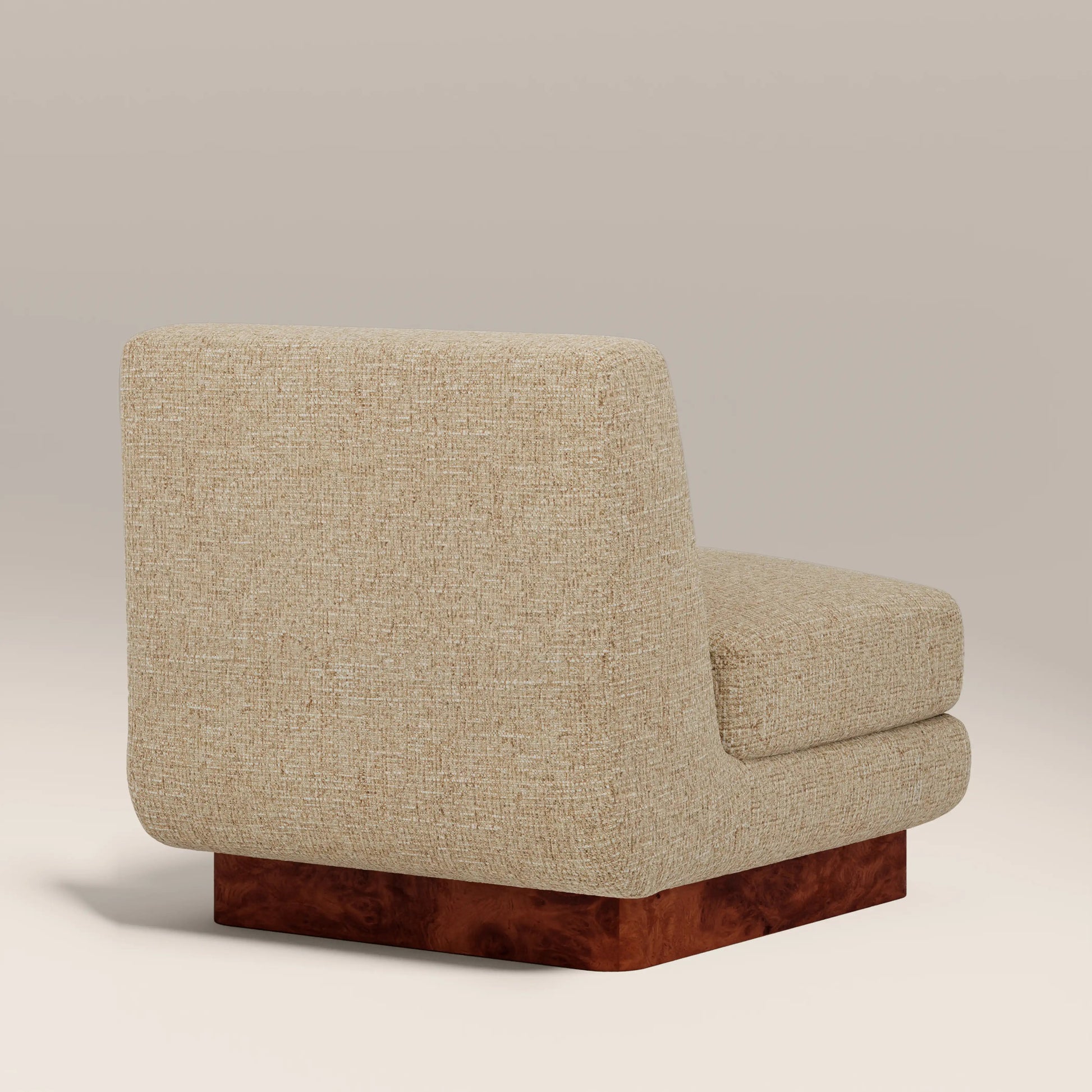 Amara Accent Chair – Beige, Burl Wood Frame